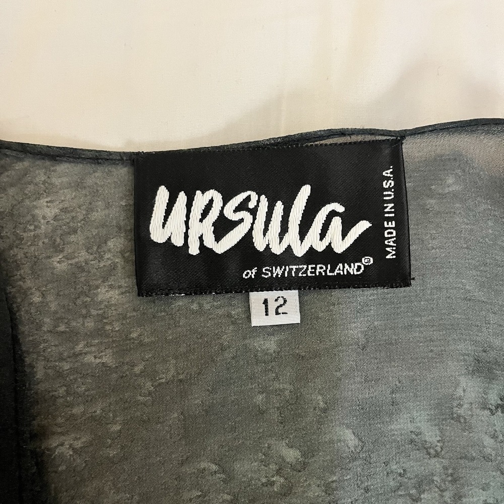NWT URSULA Women's Sheer Long Sleeve Cover Up Black, Turquoise Sz 12 Vintage - Picture 4 of 5